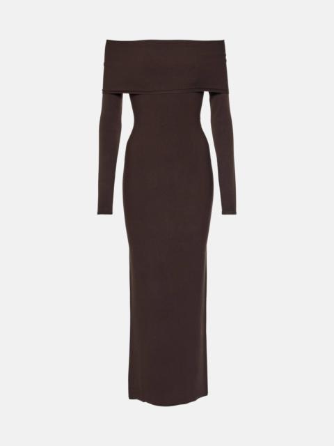 Alaïa Off-shoulder jersey midi dress