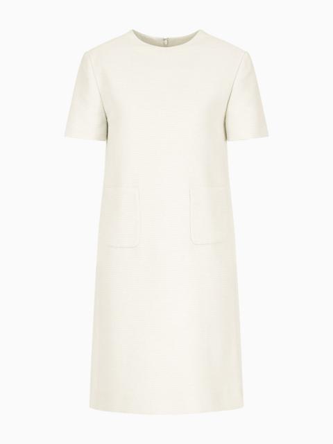 EMPORIO ARMANI Short-sleeved tunic dress in technical faille