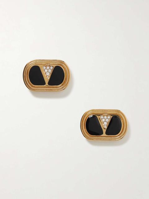 Valentino Gold-tone, enamel and crystal earrings Gold