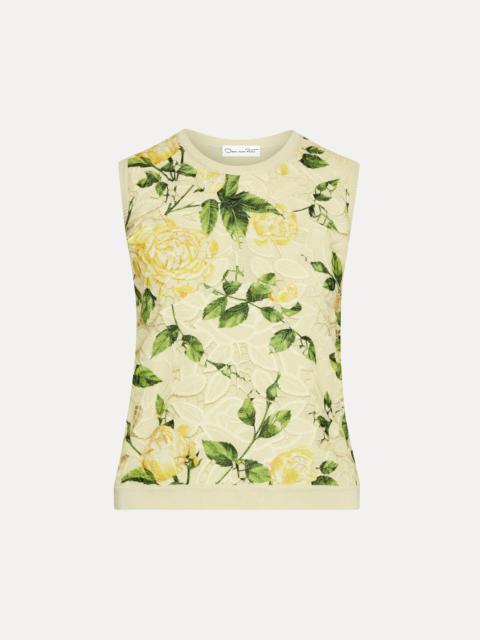 Oscar de la Renta ENGLISH ROSE GUIPURE INSET TANK