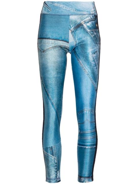 Patch Denim-print leggings