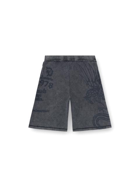 Diesel MESH COTTON SWEATSHORTS WITH PRINTS