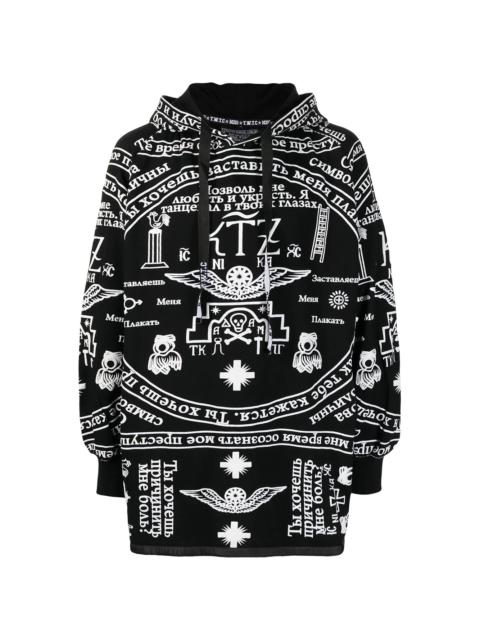 church print side zip hoodie