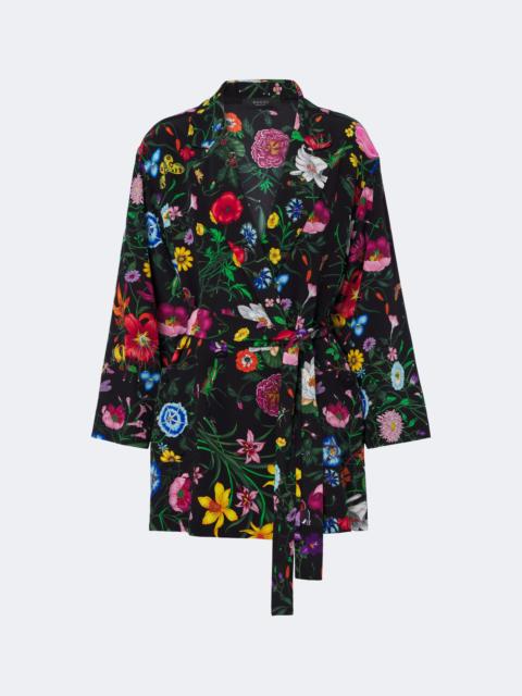 GUCCI Gucci Flora belted silk crêpe de chine shirt