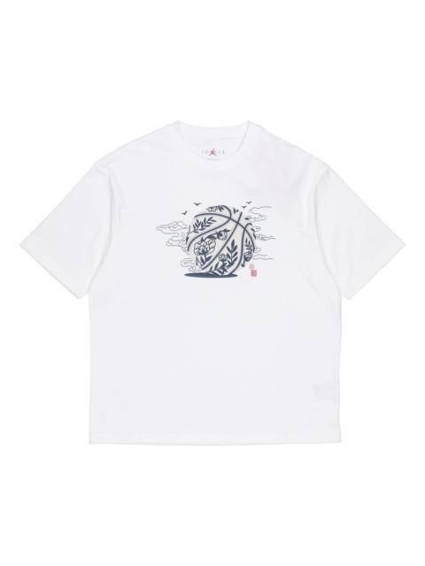 Jordan Men's Air Jordan Printing Round Neck Pullover Short Sleeve White T-Shirt DO4089-100