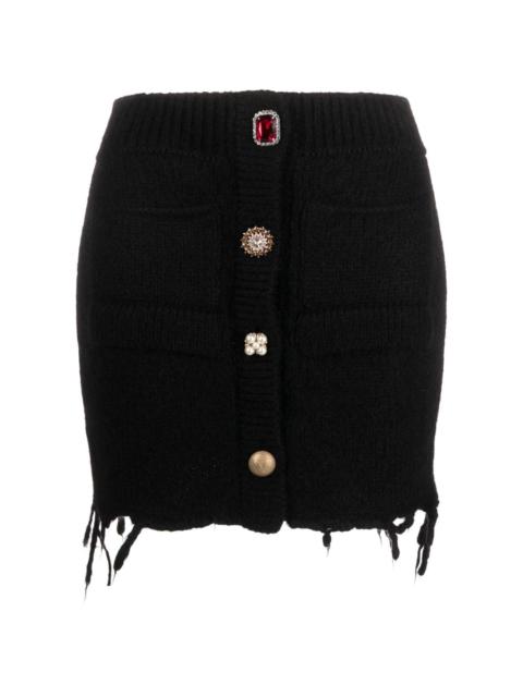 knitted rhinestone-embellished miniskirt