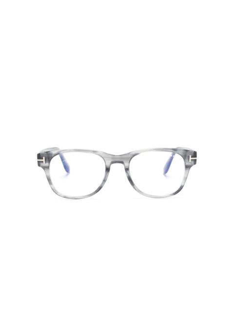 TOM FORD FT5898B logo-engraved round-frame glasses