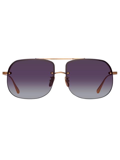 LINDA FARROW Men's Seren Aviator Sunglasses in Rose Gold