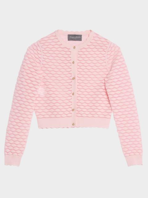 Monique Lhuillier Scallop Knit Crop Cardigan