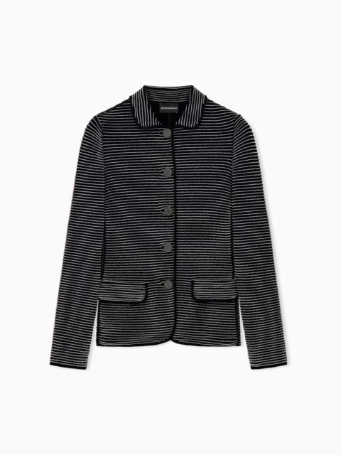 EMPORIO ARMANI BLAZER IN STRIPED OTTOMAN FABRIC WITH FRONT FLAP POCKETS