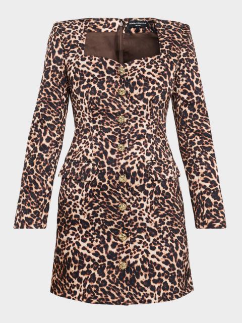 GENERATION LOVE Odelia Leopard Satin Mini Dress