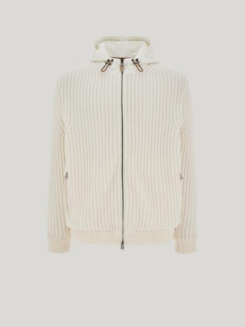 Canali CREAM WOOL AND CASHMERE BLOUSON WITH HOOD