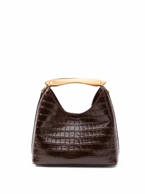 Elleme Small Boomerang Croco Embossed Leather Dark Brown