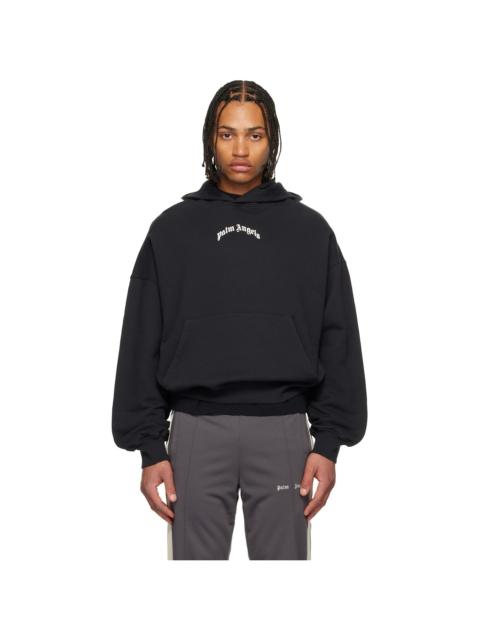 Black Curved Logo Loose Hoodie