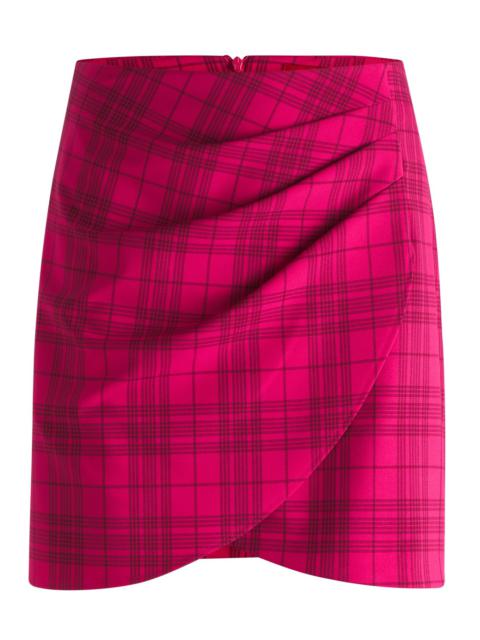 HUGO WRAP-FRONT MINI SKIRT IN CHECKED STRETCH MATERIAL