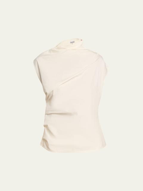 Ruched Asymmetric Cotton Blouse