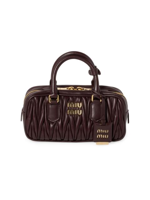 Miu Miu Women's Arcadie Matelassé Nappa Leather Top Handle Bag - Dark Red