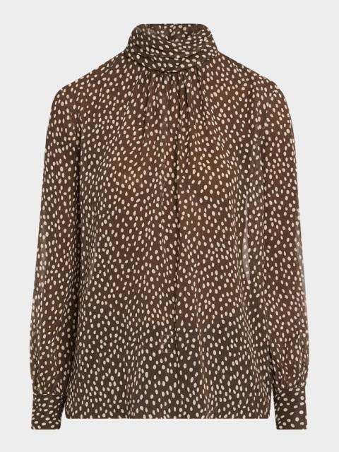 NILI LOTAN Remie Polka-Dot Blouse