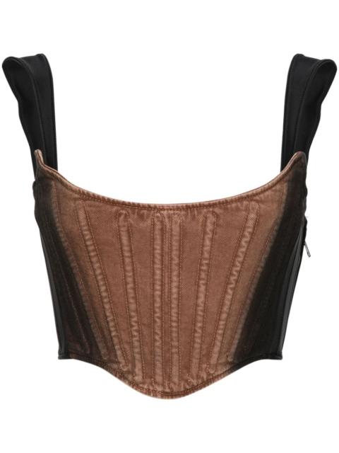 MUGLER denim cropped corset