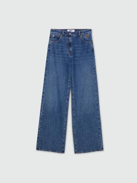 MSGM Dark stone-washed five-pocket denim trousers