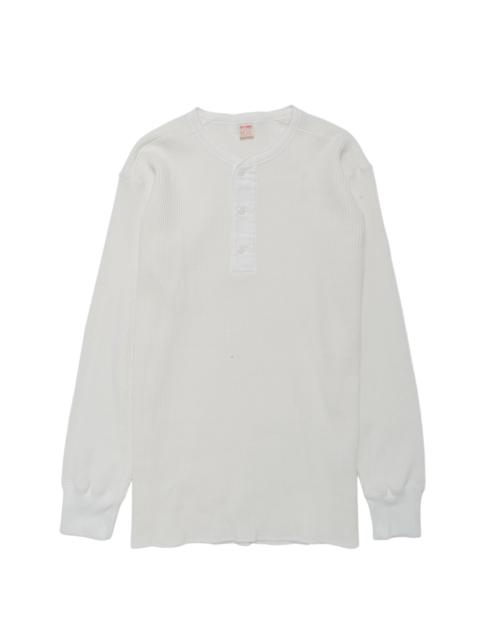 The Real McCoys MC24122 Waffle Thermal Henley Undershirt L/S White
