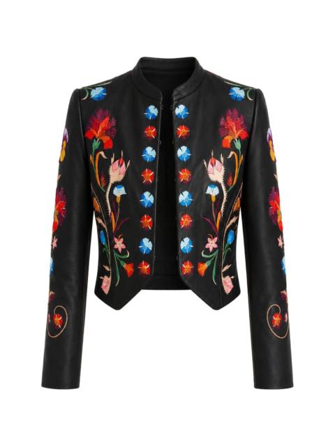 Temperley London Toledo floral-embroidered leather jacket
