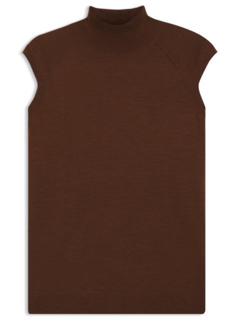 BOSS SLEEVELESS MOCK-NECK SWEATER IN MERINO WOOL