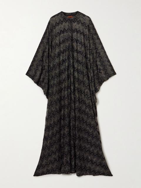 Missoni Mare striped metallic crochet-knit kaftan Black