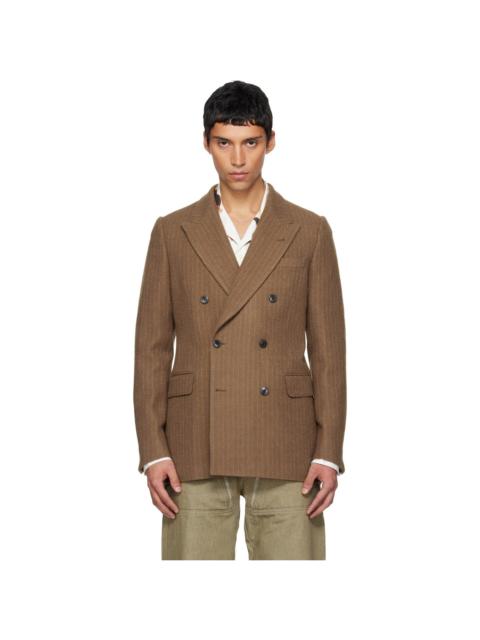 Dries Van Noten Tan Pinstripe Blazer