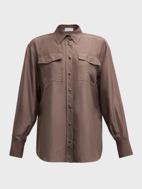 Silk Western Button-Down Shirt