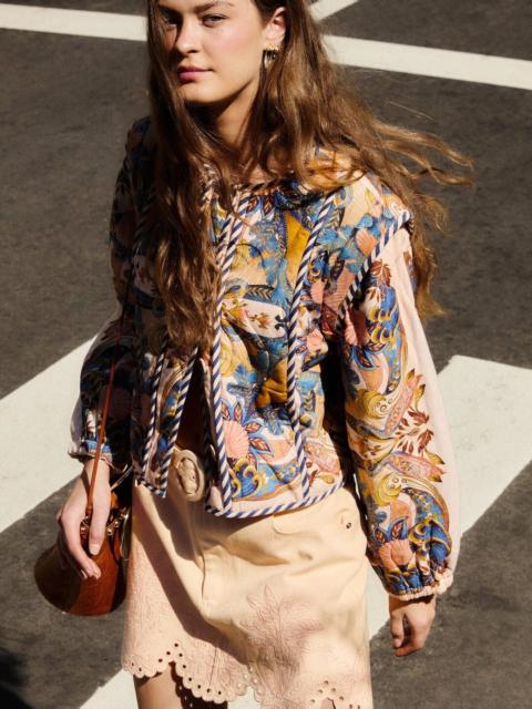 FARM RIO Soft Pink Sea Garden Scarf Buttoned Jacket