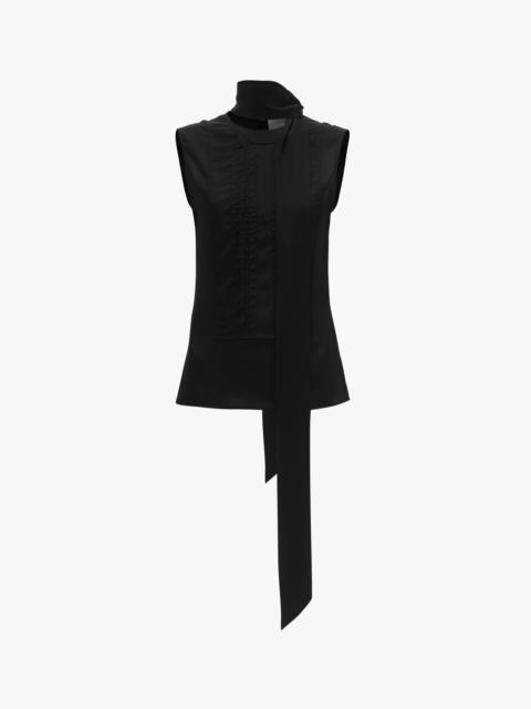 Victoria Beckham Sleeveless Tie Neck Top In Black