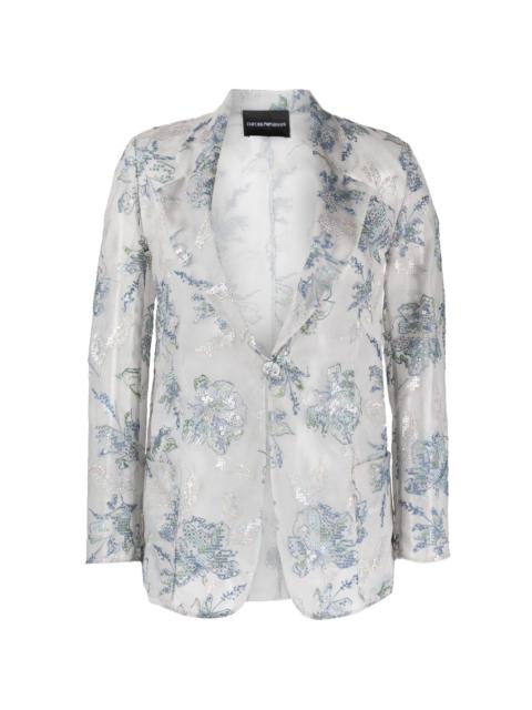 embroidered-flowers translucent blazer