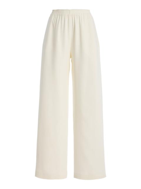 Oscar de la Renta Relaxed Silk-Georgette Wide-Leg Pants ivory