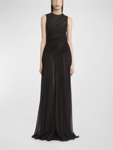 Sleeveless Draped Chiffon Gown