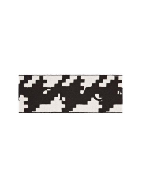 houndstooth-print logo head band