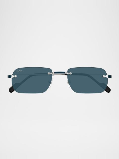 Cartier Men's Nylon & Metal Rectangle Sunglasses