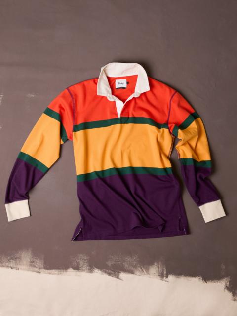 Drake's Red, Yellow and Purple Multi Stripe Cotton Rugby Shirt