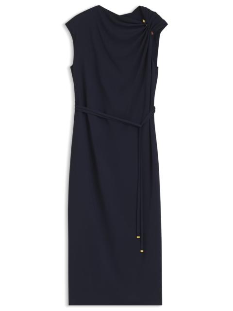 BOSS MIDI-LENGTH DRESS WITH GATHERED SHOULDER DETAIL