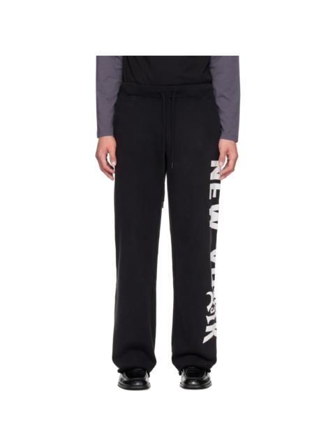 R13 Black 'New York 13' Wide Leg Sweatpants