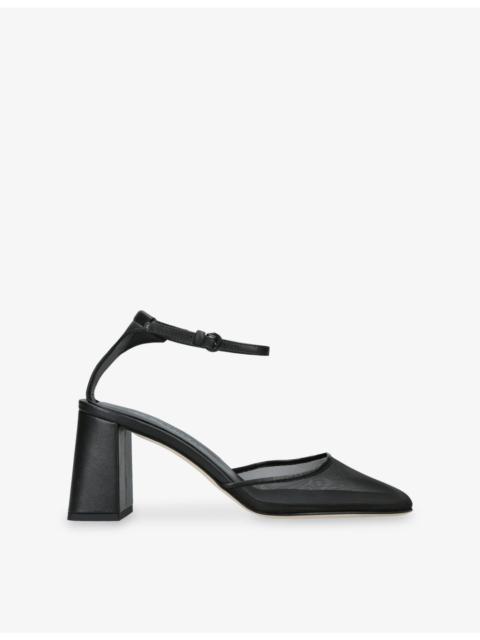 DEAR FRANCES Felice Leather And Mesh Heeled Pumps