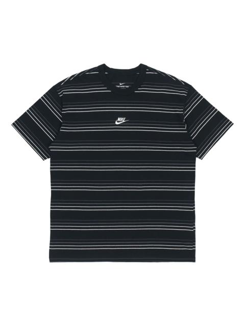 Nike Sportswear Embroidered Logo Stripe Loose Knit Sports Short Sleeve Black DB6532-010