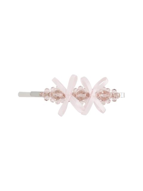 Simone Rocha Pink Petite Bow Detail Flower Hair Clip