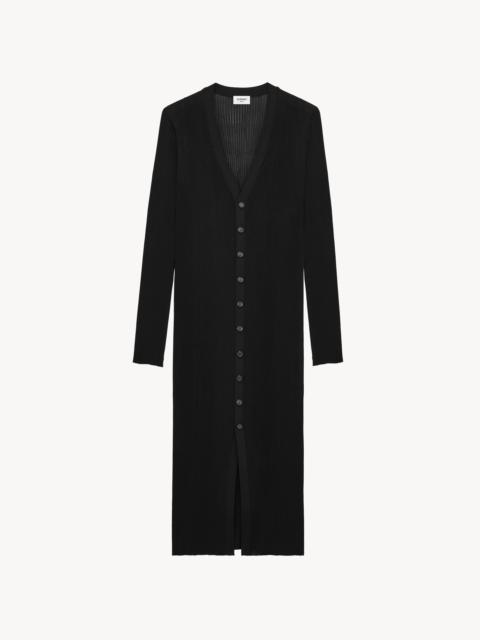 SAINT LAURENT LONG CARDIGAN IN RIB-KNIT