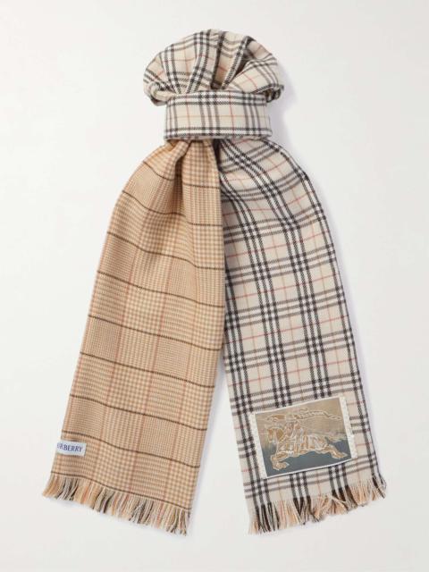 Burberry Fringed Checked Wool-Blend Scarf
