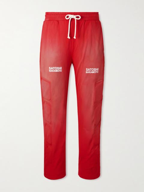 SATOSHI NAKAMOTO Straight-Leg Padded Printed Mesh Sweatpants