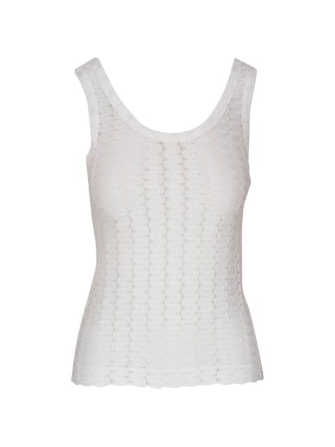 scoop-neck open-knit tank top