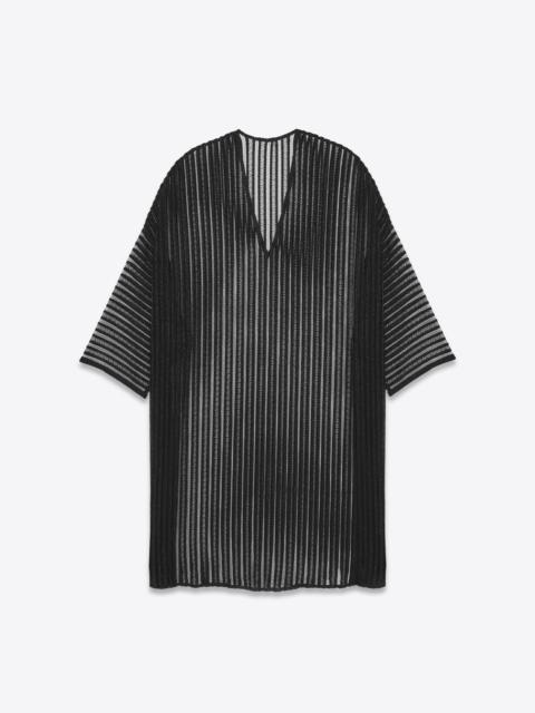 long kaftan shirt in striped mesh