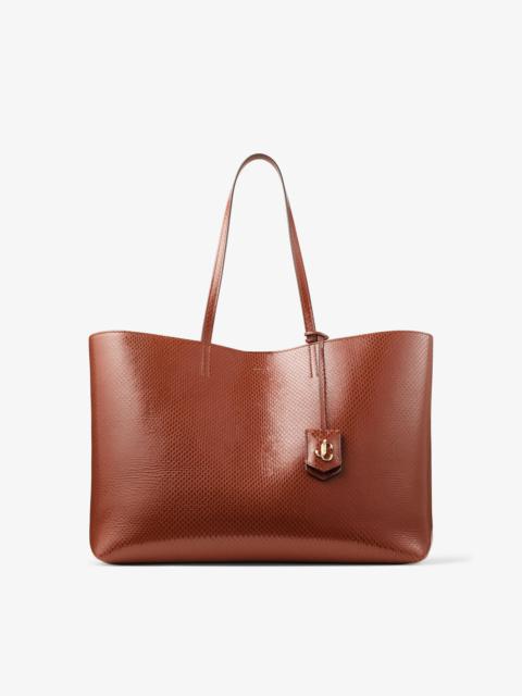 JIMMY CHOO Nine2Five East-West
Cognac Elaphe Printed Leather Tote Handbag