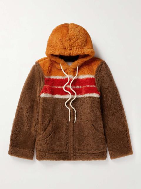 Striped Shearling Hooded Jacket